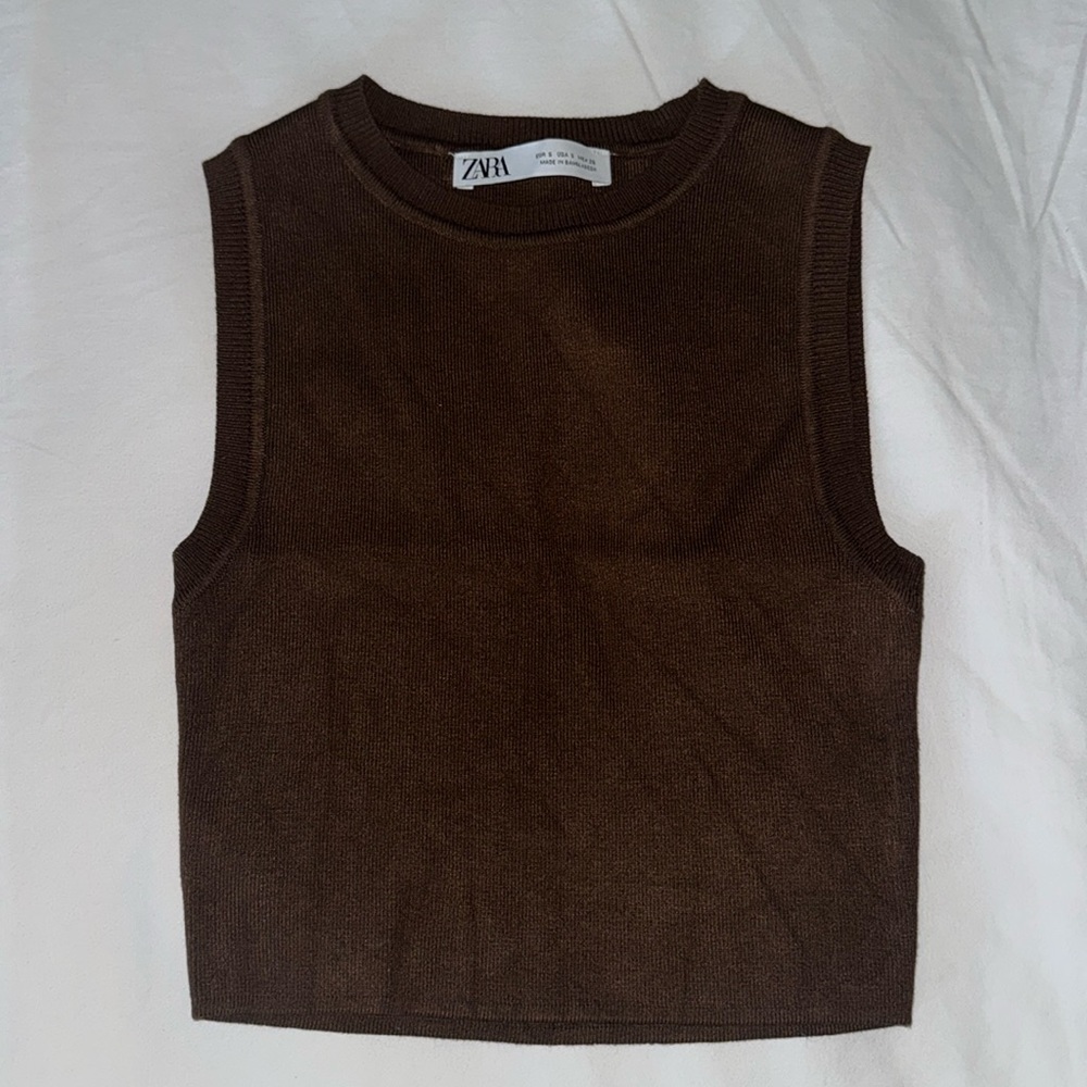 Zara Brown Crop Tank Top